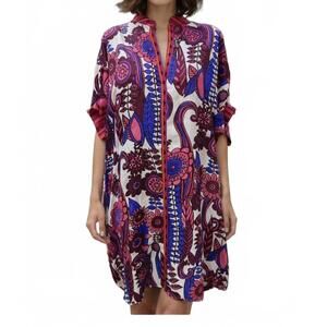 NEW LA PRESTIC OUISTON casablanca mini dress in fiori purple
